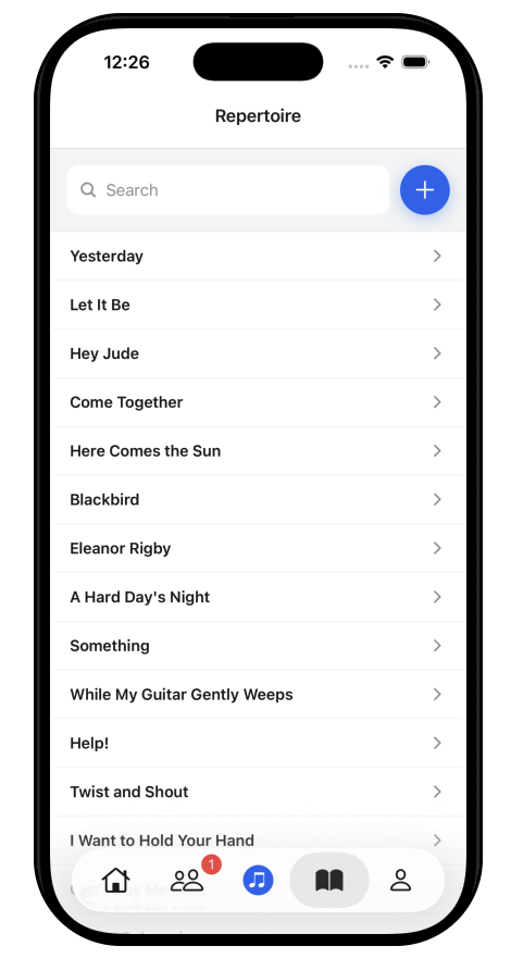 Repertoire screen